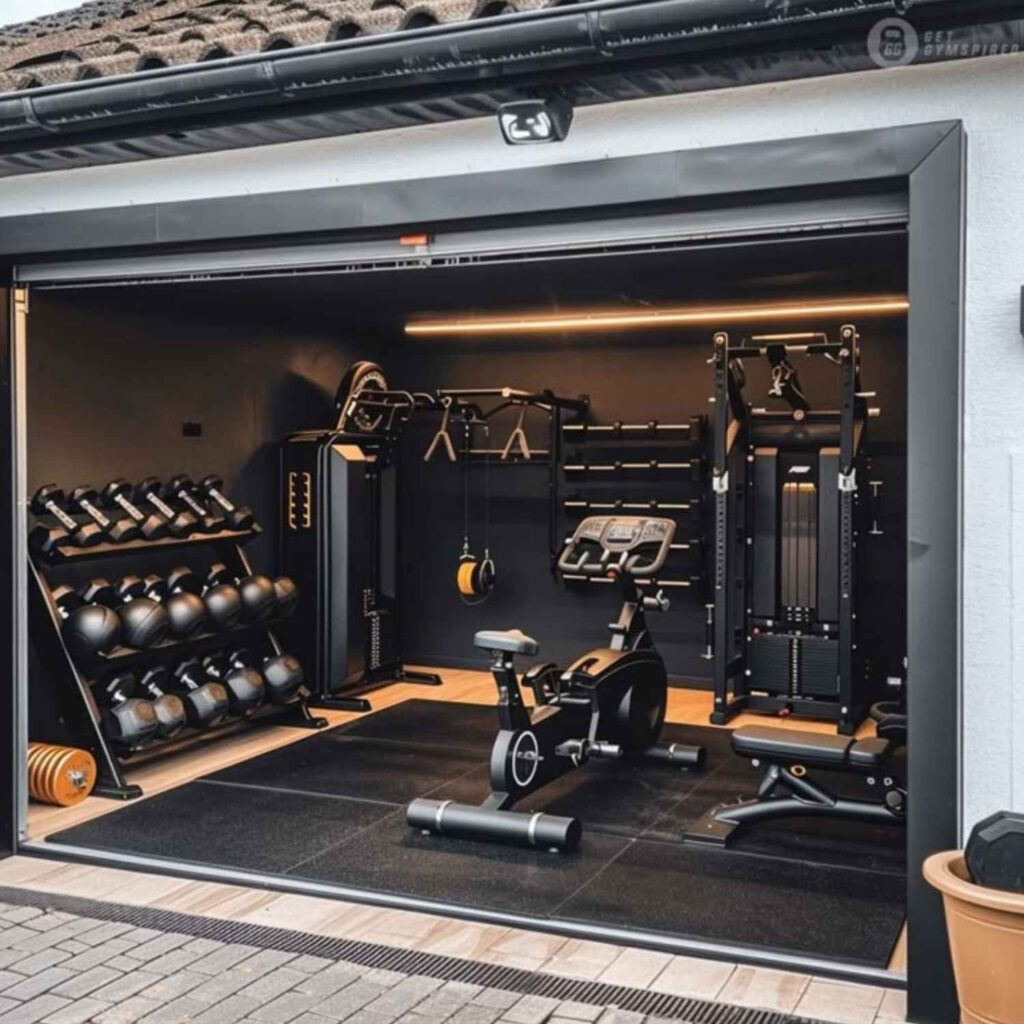 Stylish home gym setup with pink dumbbells, resistance bands, and yoga mat - perfect for beauty-conscious women's fitness journey.